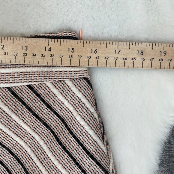 LOFT A-Line Skirt 8 Textured Stripe Peach Navy Blue Women's - Picture 8 of 11